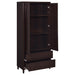 CoasterEveryday Wadeline 2-door tall accent storage cabinet in rustic tobacco finish