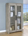 CoasterEssence Alejo 2-door tall cabinet in grey driftwood engineered wood with spacious storage shelving