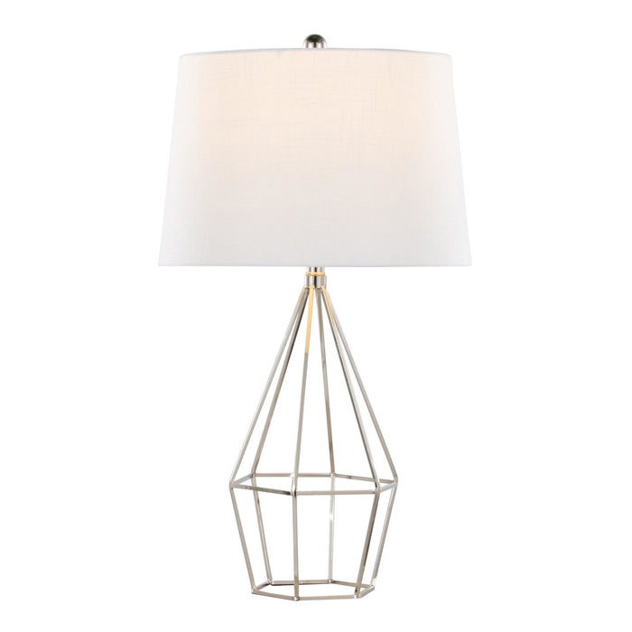 Geome - 27" Metal Table Lamp (Set of 2) - Polished Nickel With White Linen Shade From Grandview Gallery