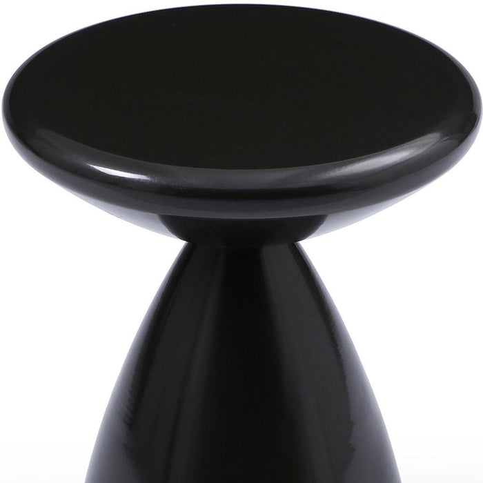 Steel Cinched High Waist Round Pedestal End Table - Black / Steel