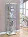 Bellatrix 3-shelf clear glass curio cabinet in white by CoasterEveryday