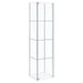CoasterEveryday Bellatrix white curio cabinet with three clear glass shelves