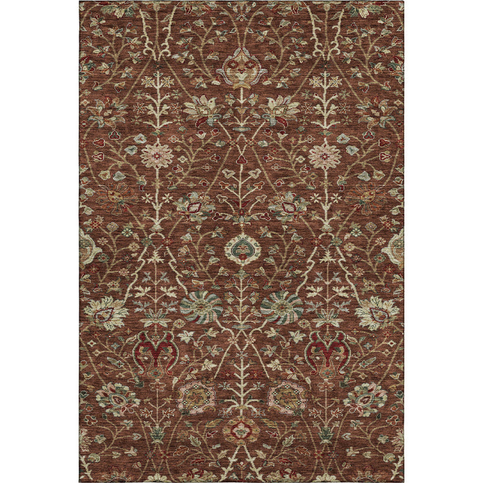 10' X 14' Floral Washable Area Rug With UV Protection (683992) - Rust / Red / Beige