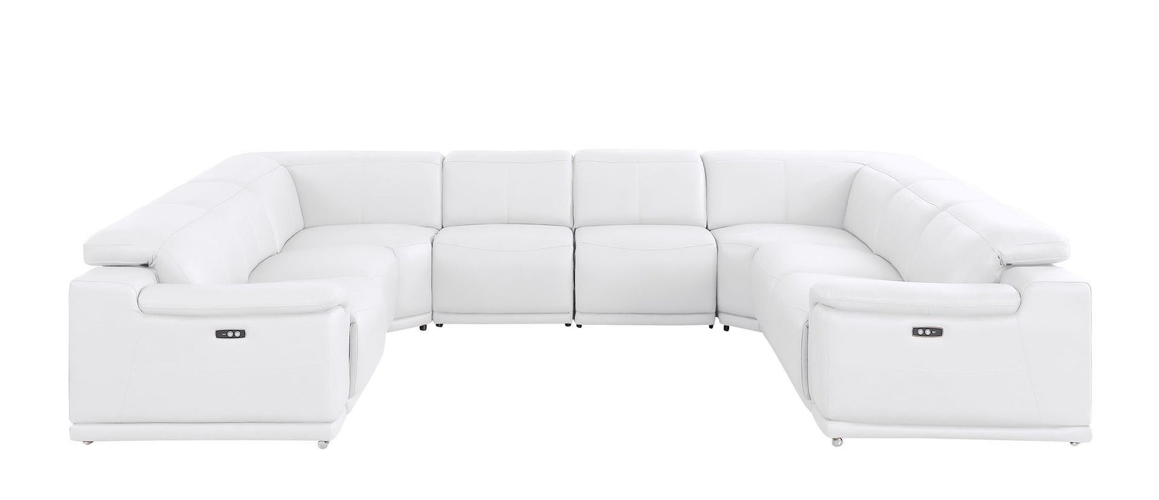Leather Modular U Shaped Eight Piece Corner Sectional - White