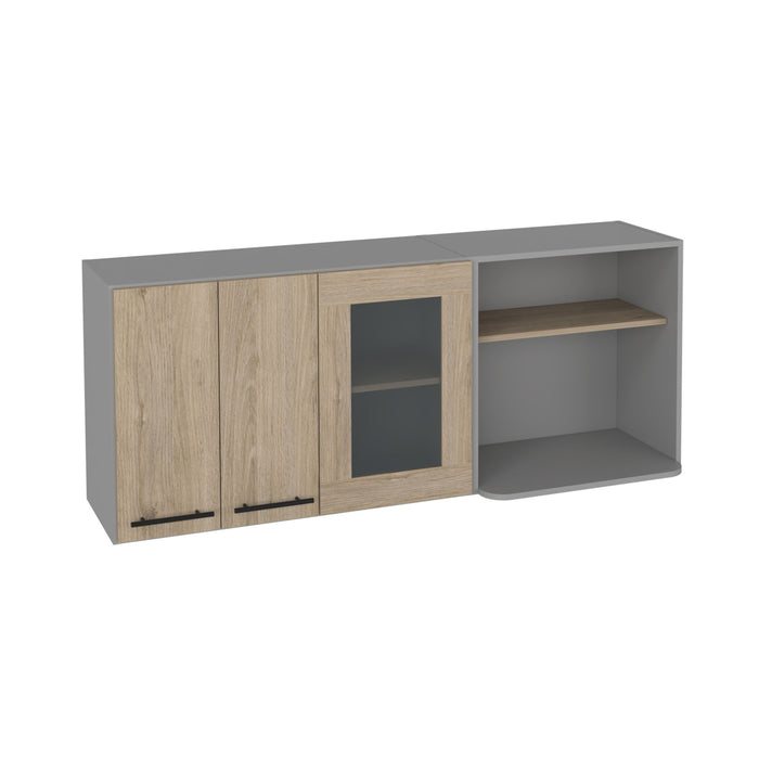 24" Wood Wall Mounted Kitchen Cabinet With Three Doors - Gray And Natural