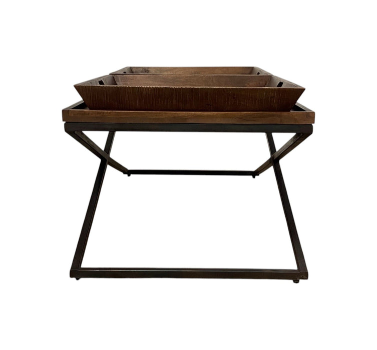 27" Solid Wood Coffee Table - Brown And Black