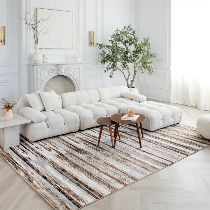 8' x 10' Striped Dhurrie Area Rug - Beige