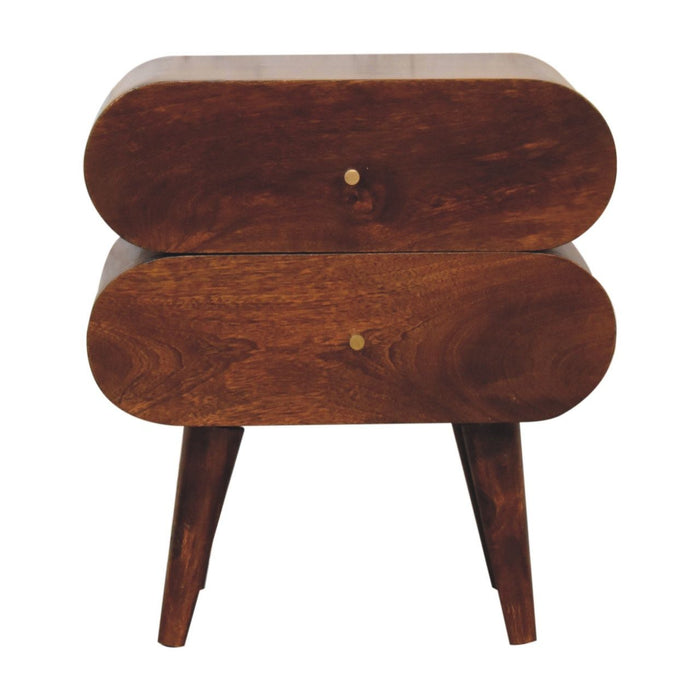 20" Modern Solid Wood Two Drawer Nightstand - Chestnut