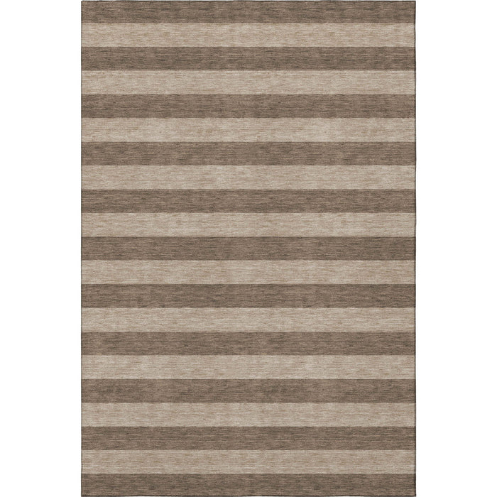 10' X 14' Striped Washable Area Rug With UV Protection (647740) - Coffee / Beige