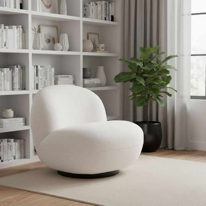 Sherpa Slipper Chair - White And Black