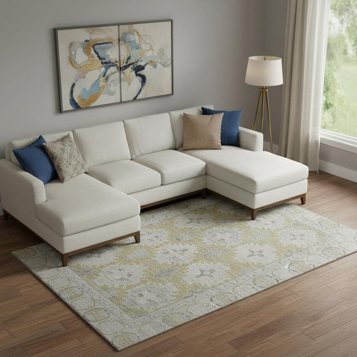 10' X 14' Oriental Washable Area Rug With UV Protection (700505) - Wheat / Gray