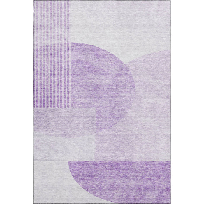 8' X 10' Geometric Washable Area Rug With UV Protection (655858) - Purple / Ivory