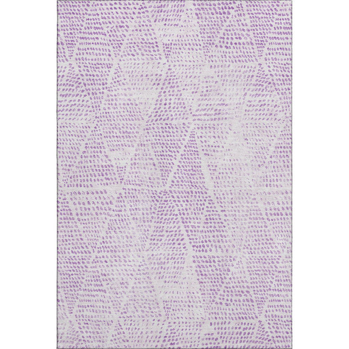 9' X 12' Diamond Washable Area Rug With UV Protection (650595) - Purple / Ivory