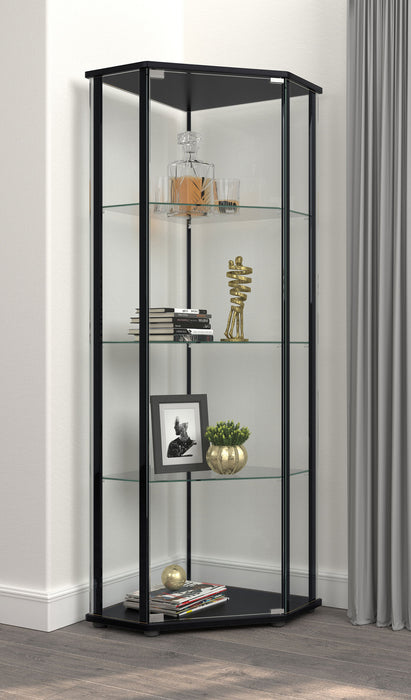 Zenobia 3-shelf Curio Cabinet Display Case Black