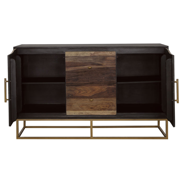 Zara 2-door 57-inch Wood Accent Storage Cabinet Black Walnut