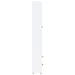 White Hawthorne 4-shelf glass door tall cabinet with drawers, showcasing modern furniture design by CoasterEveryday.
