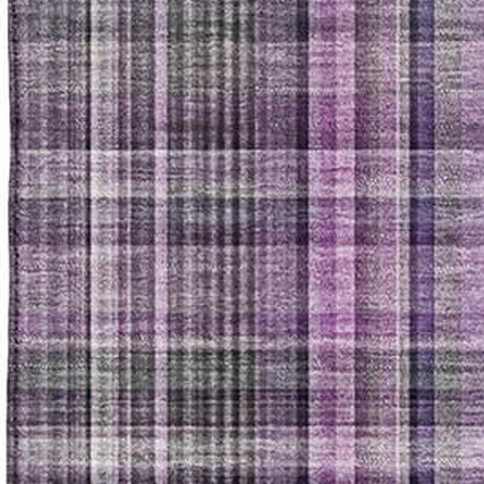 8' X 10' Plaid Washable Area Rug With UV Protection (648290) - Purple / Gray