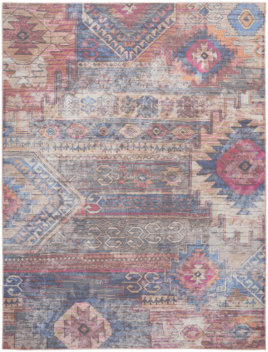 10' X 14' Geometric Distressed Area Rug (573759) - Red