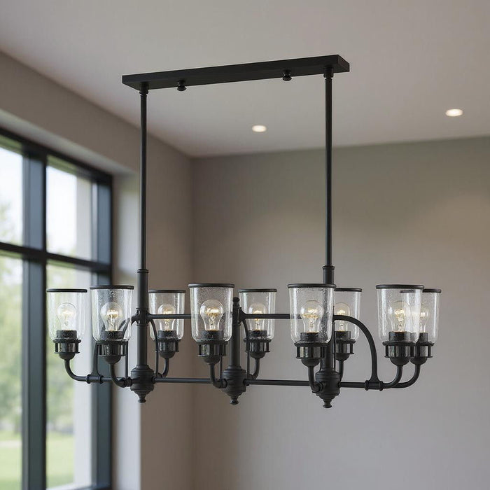 21" Eight Light Dimmable Chandelier With Shades - Black