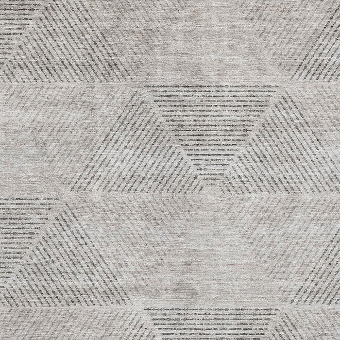 9' X 12' Geometric Washable Area Rug With UV Protection - Taupe And Ivory