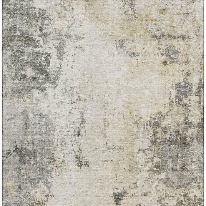 10' X 14' Abstract Washable Area Rug With UV Protection (714877) - Pewter / Ivory