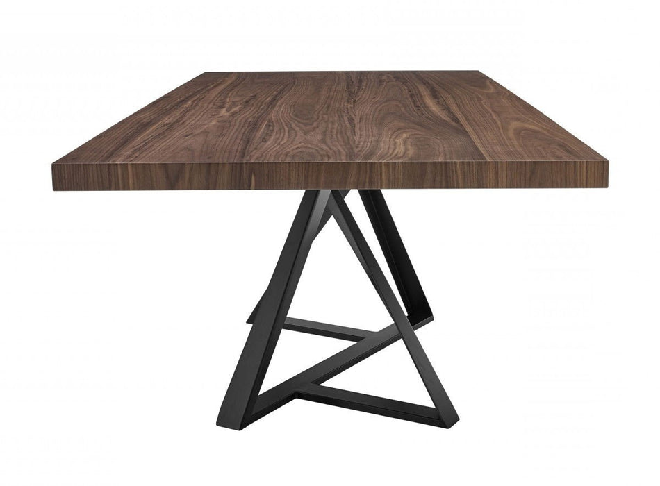 Wood Iron Pedestal Base Dining Table - Brown / Black