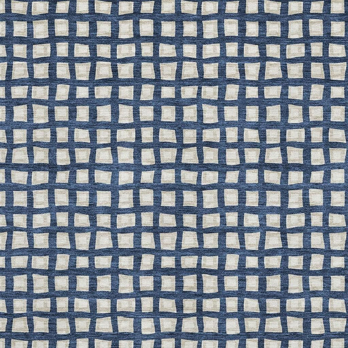 9' X 12' Transitional Geometric Washable Area Rug With UV Protection - Blue And Ivory