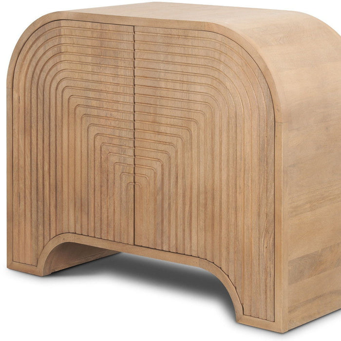 32" Solid Wood Texture Door Accent Cabinet With Two Doors - Natural