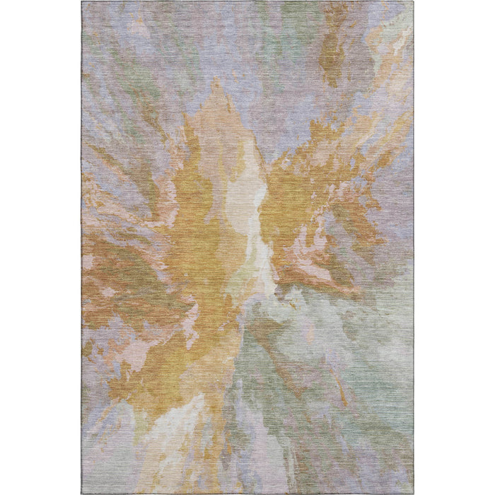 10' X 14' Abstract Washable Area Rug With UV Protection (695462) - Rust / Wheat / Lavender