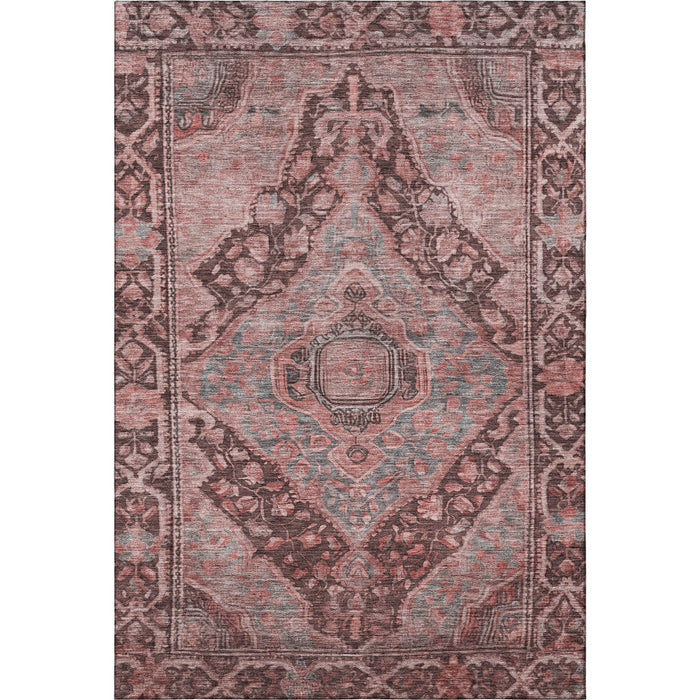 10' X 14' Oriental Washable Area Rug With UV Protection (700553) - Rust / Gray