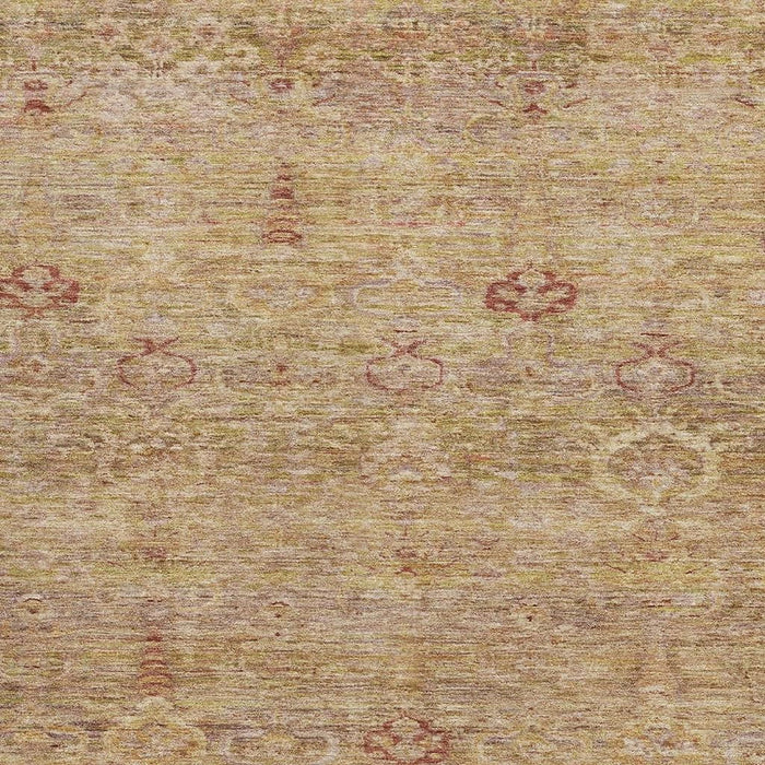 10' X 14' Abstract Washable Area Rug With UV Protection (717506) - Coral / Taupe