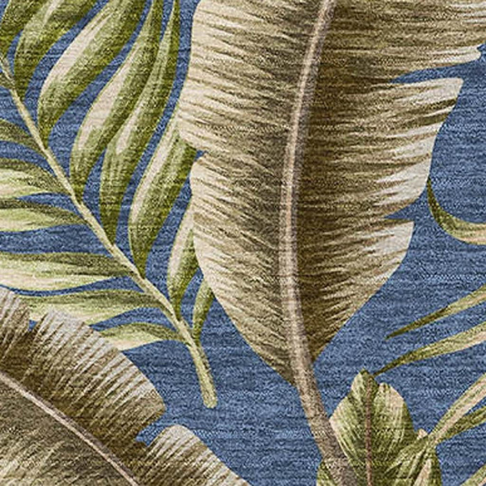 9' X 12' Geometric Washable Area Rug With UV Protection - Blue And Brown