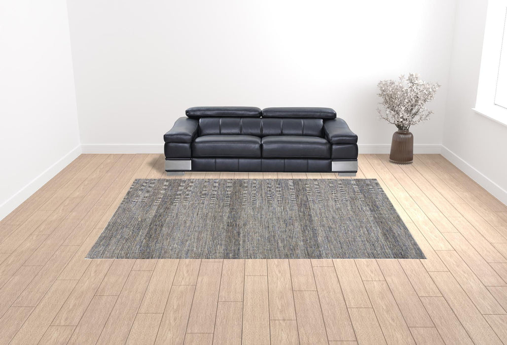 9.5' x 13.5' Wool Striped Hand Knotted Area Rug - Silver