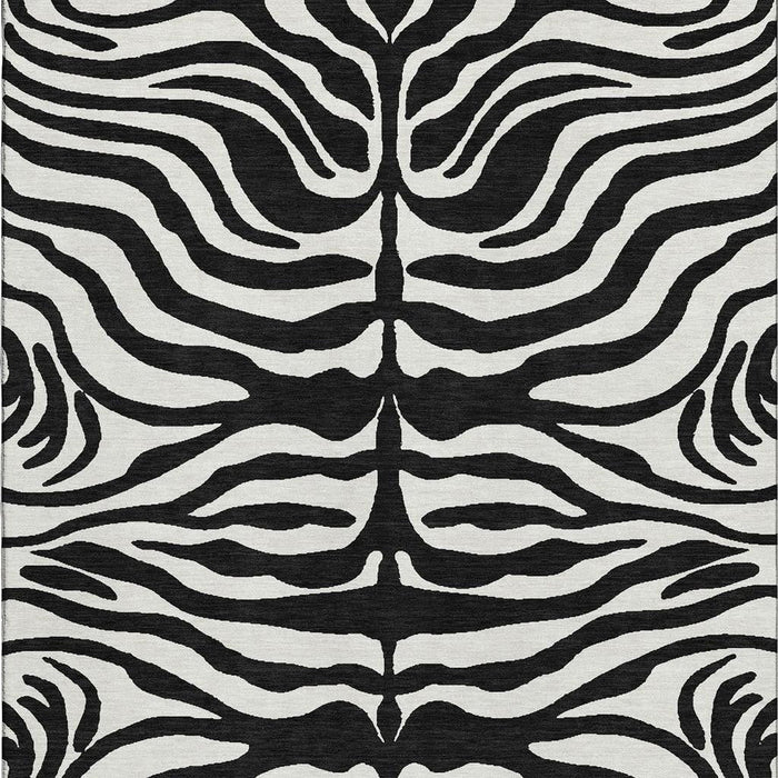 10' X 14' Animal Print Washable Area Rug With UV Protection (681743) - Black / Ivory