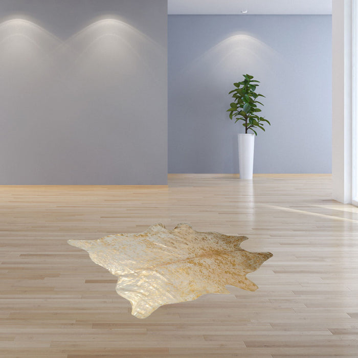 60" x 84" Cowhide - Area Rug - Natural And Gold