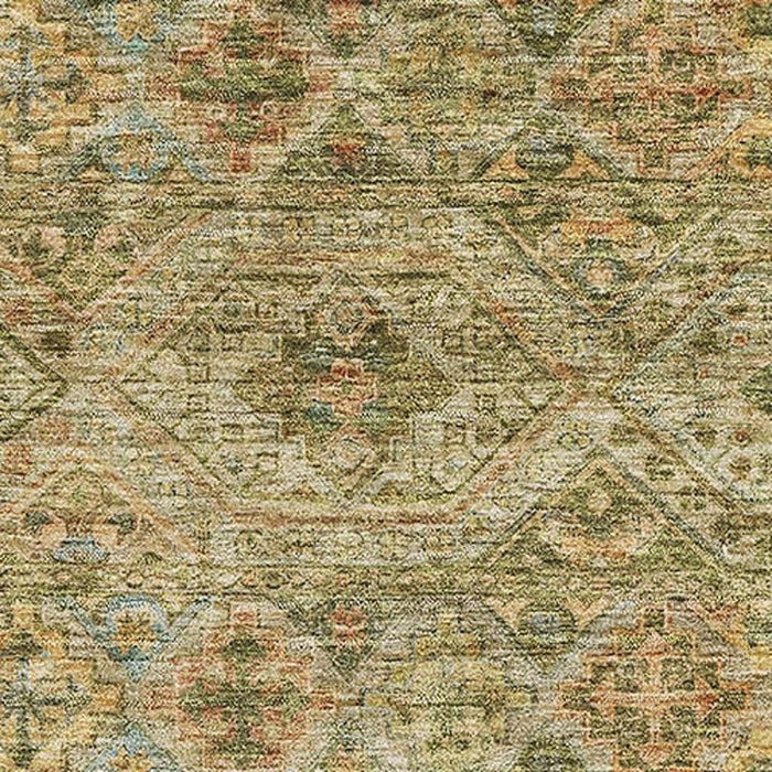 10' X 14' Striped Washable Area Rug With UV Protection (695732) - Artichoke Green / Copper / Gray