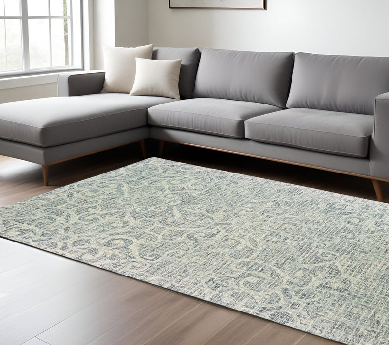 8' X 10' Wool Geometric Hand Tufted Area Rug - Gray / Ivory