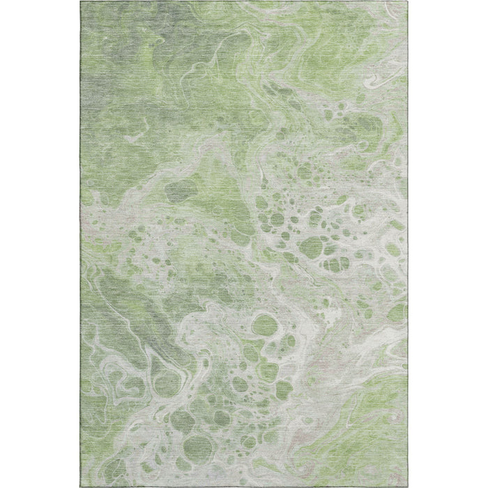 10' X 14' Abstract Washable Area Rug With UV Protection (697728) - Artichoke Green / Ivory / Gray