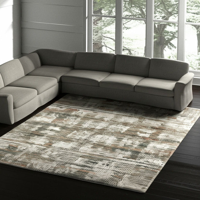 9' X 12' Abstract Distressed Area Rug - Ivory