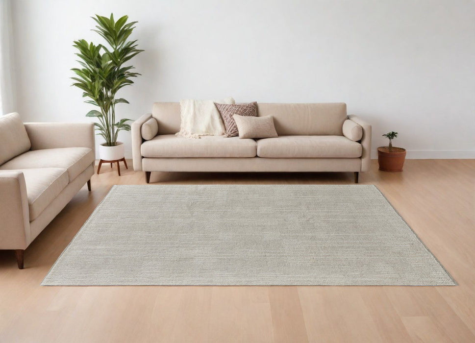 8' x 10' Wool Hand Knotted Area Rug - Tan And Ivory