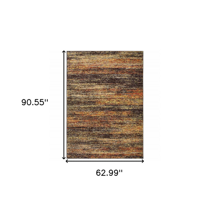 5' x 8' Abstract Area Rug - Gold And Slate