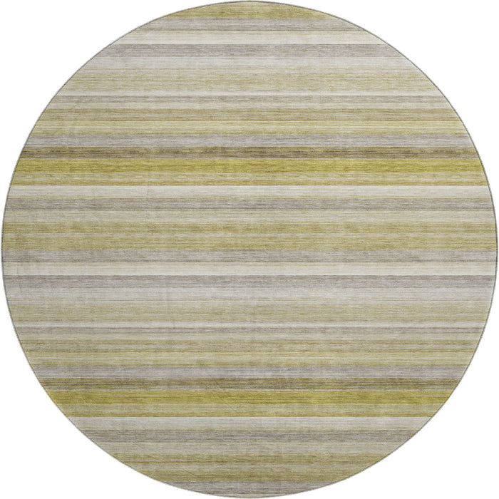 8' Striped Washable Round Rug With UV Protection (648061) - Wheat / Gray / Ivory