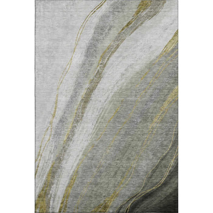 10' X 14' Abstract Washable Area Rug With UV Protection (715477) - Sage / Gray