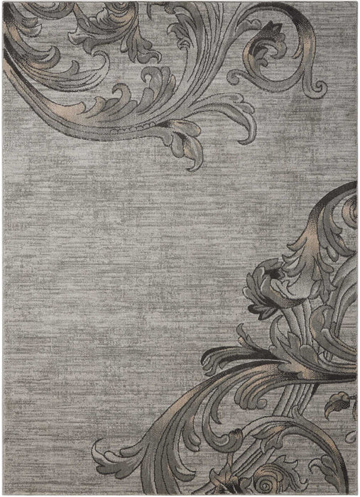 9' X 13' Floral Vines Area Rug - Graphite And Black