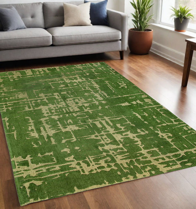 5' x 7' Abstract Non Skid Area Rug - Green