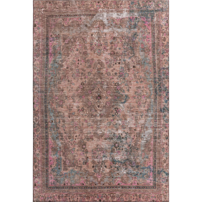 10' X 14' Floral Medallion Washable Area Rug With UV Protection (695912) - Pink / Gray / Blush
