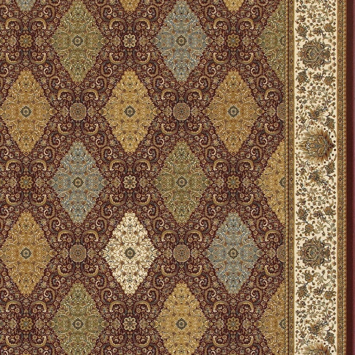7' X 10' Oriental Area Rug With Fringe (574496) - Red / Tan / Ivory