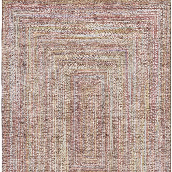 10' X 14' Geometric Washable Area Rug With UV Protection (699286) - Rust / Mauve