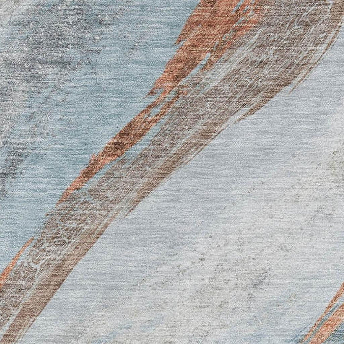 10' X 14' Abstract Washable Area Rug With UV Protection (715489) - Blue / Copper