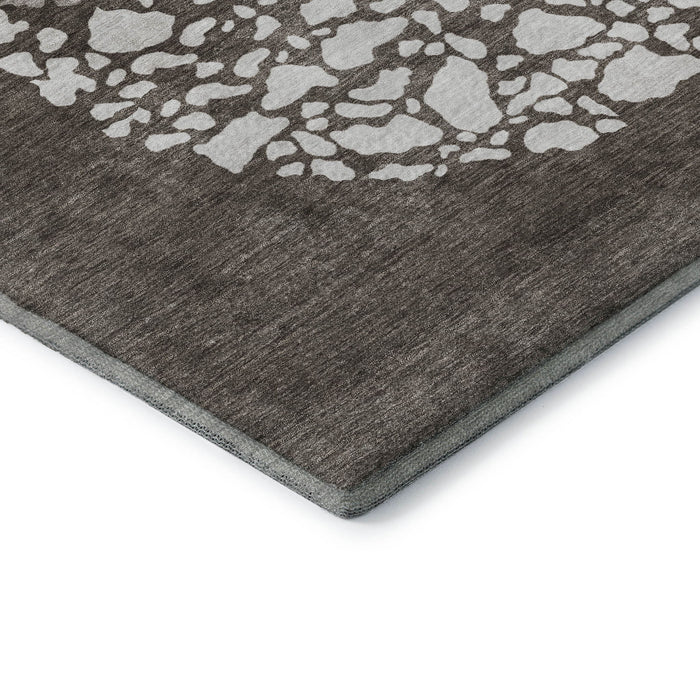 10' X 14' Abstract Washable Area Rug With UV Protection (653608) - Taupe / Ivory